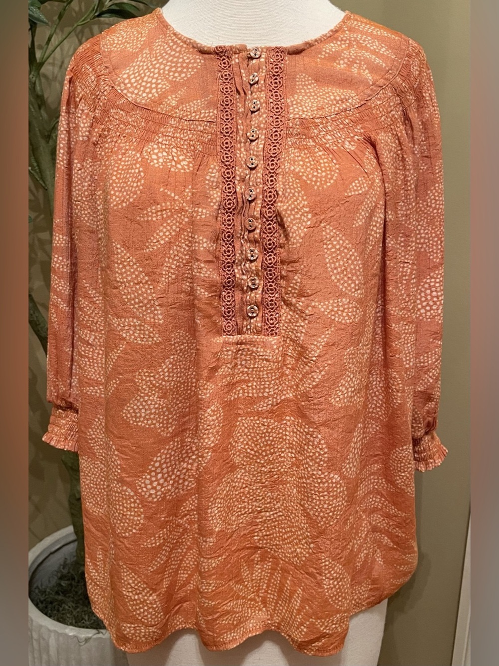 Zac & Rachel Floral Blouse in Orange Size XL Like New